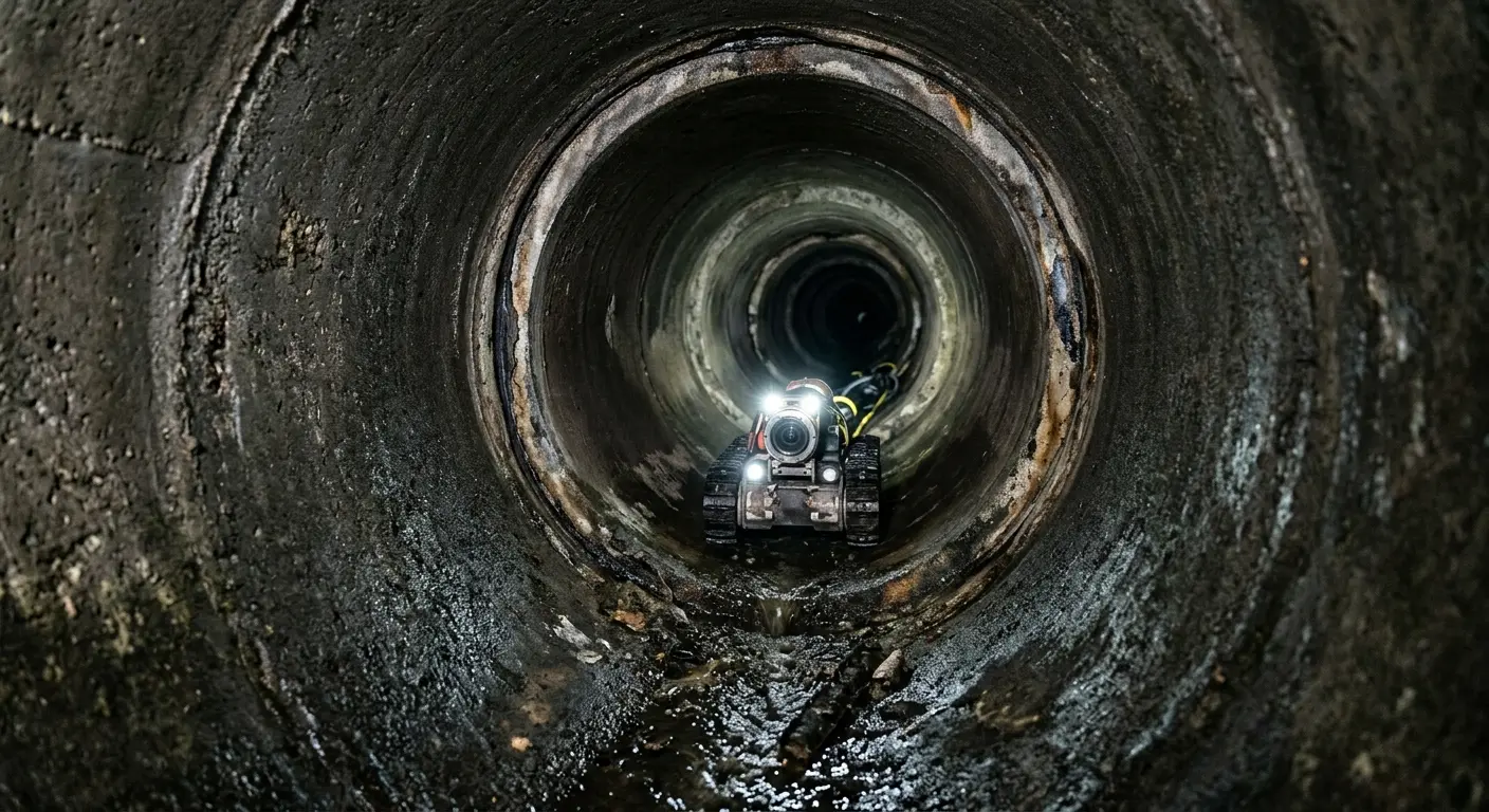 Robotic sewer camera inspecting pipe interior for Sewer Line Repair in Uwchlan